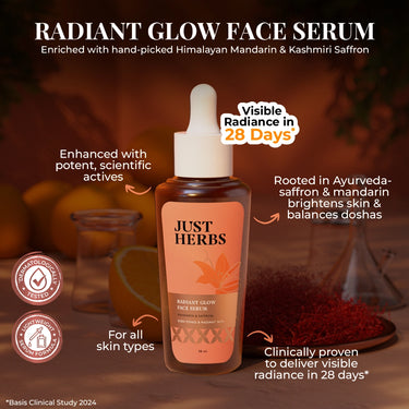Just Herbs Radiant Glow Face Serum with Mandarin & Saffron - 30ml